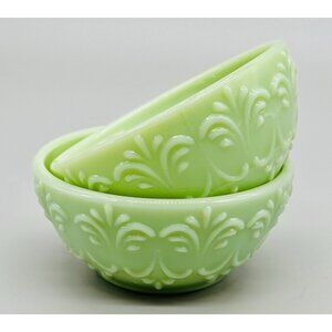 Pioneer Woman Jadeite Green Glass Condiment Dip Prep Bowl Jade 3 inch Lot of 2